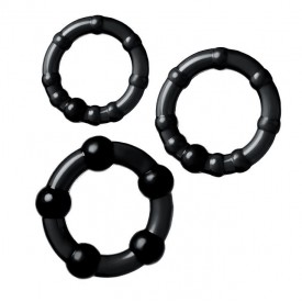 Набор из 3 черных силиконовых эрекционных колец разного размера