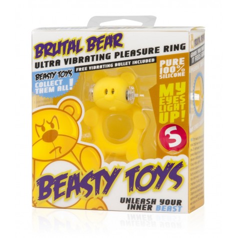 Жёлтое виброкольцо на пенис Brutal Bear