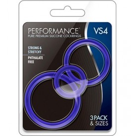 Набор из 3 синих эрекционных колец VS4 Pure Premium Silicone Cock Ring Set