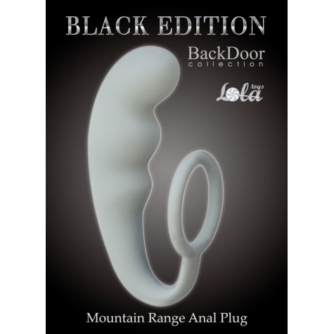 Серое эрекционное кольцо с анальным стимулятором Mountain Range Anal Plug