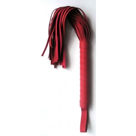 Красная многохвостая плеть с круглой ручкой - 46 см.