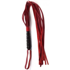 Красная многохвостовая плеть с черной ручкой - 82 см.