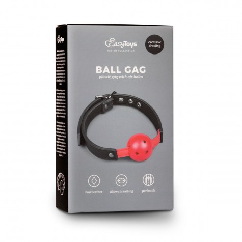 Красный кляп-шар Easytoys Ball Gag With PVC Ball