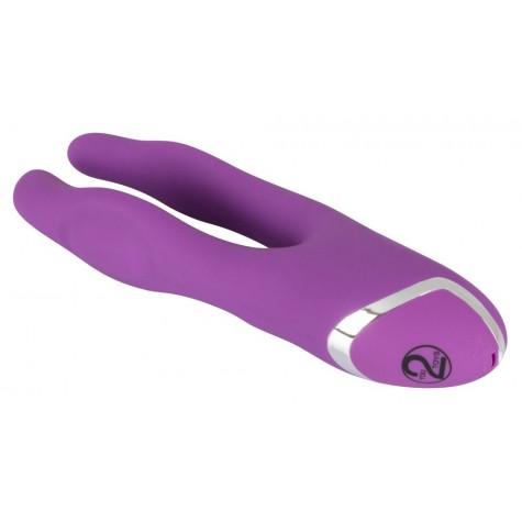 Фиолетовый вибромассажер с двумя отростками Sweet Smile Double Vibrator - 18,7 см.